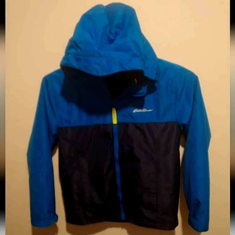 Eddie Bauer Boys Reversible Hooded Down Jacket Size 10/12